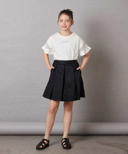 a.v.v（アーヴェヴェ）の「[140-150]袖シアー切り替えトップス（Tシャツ/カットソー・キッズ・ダークインディゴブルー/ライラック/ホワイト/ブラック・140/150）」の14枚目の写真