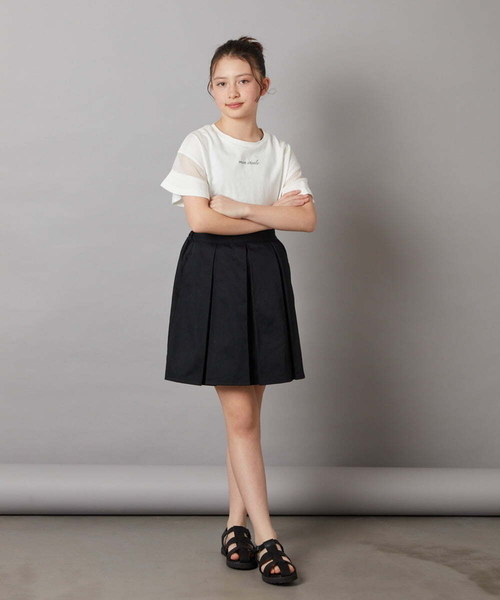 a.v.v（アーヴェヴェ）の「[140-150]袖シアー切り替えトップス（Tシャツ/カットソー・キッズ・ダークインディゴブルー/ライラック/ホワイト/ブラック・140/150）」の16枚目の写真