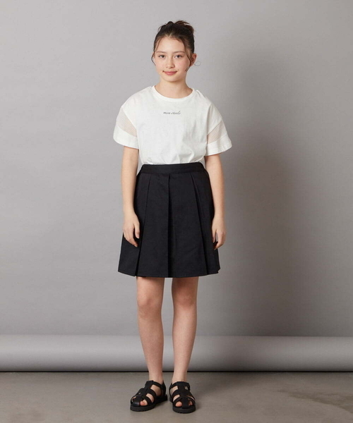 a.v.v（アーヴェヴェ）の「[140-150]袖シアー切り替えトップス（Tシャツ/カットソー・キッズ・ダークインディゴブルー/ライラック/ホワイト/ブラック・140/150）」の18枚目の写真