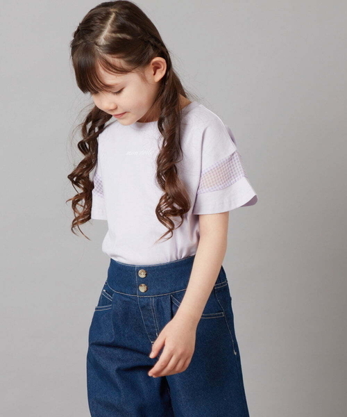 a.v.v（アーヴェヴェ）の「[140-150]袖シアー切り替えトップス（Tシャツ/カットソー・キッズ・ダークインディゴブルー/ライラック/ホワイト/ブラック・140/150）」の21枚目の写真