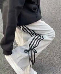 ルーズストレート リボンデザイン ラインパンツ