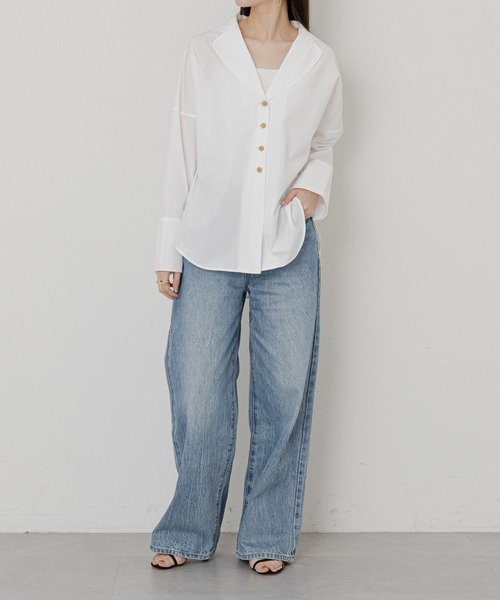 russet（ラシット）の「【ANOTHER BRANCH】シャツジャケット (KS-139)（シャツ/ブラウス・レディース・オフホワイト/ネイビー・FREE）」の4枚目の写真