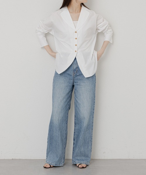 russet（ラシット）の「【ANOTHER BRANCH】シャツジャケット (KS-139)（シャツ/ブラウス・レディース・オフホワイト/ネイビー・FREE）」の5枚目の写真