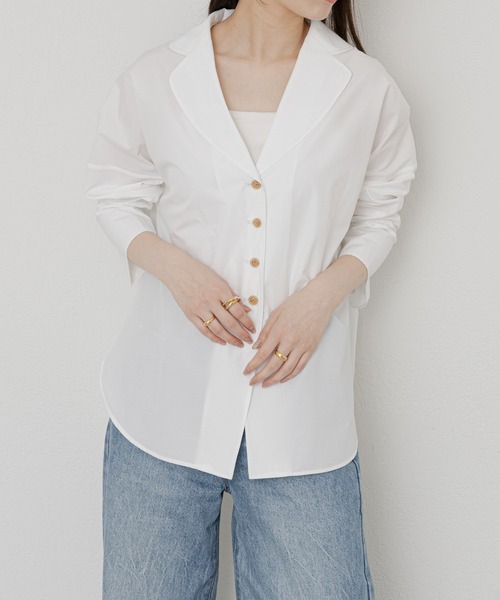 russet（ラシット）の「【ANOTHER BRANCH】シャツジャケット (KS-139)（シャツ/ブラウス・レディース・オフホワイト/ネイビー・FREE）」の8枚目の写真