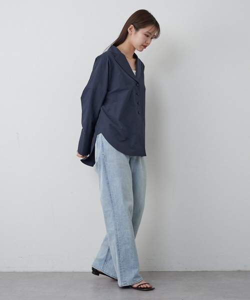 KIJI ブラウス　ネイビー　BLOOM&amp;BRANCH AMBIDEX Store △〇lasew ギャザーブラウス(F キナリ): FLAT-cic