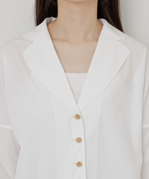russet（ラシット）の「【ANOTHER BRANCH】シャツジャケット (KS-139)（シャツ/ブラウス・レディース・オフホワイト/ネイビー・FREE）」の3枚目の写真