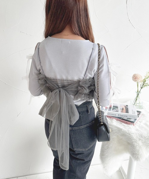apres jour(アプレジュール)の「リボンスリーブラメカットプルオーバー【ZOZOTOWN限定アイテム】(Tシャツ/カットソー・レディース・グレー系その他/ピンクベージュ/ブラック・X-LARGE/フリー)」の16枚目の写真