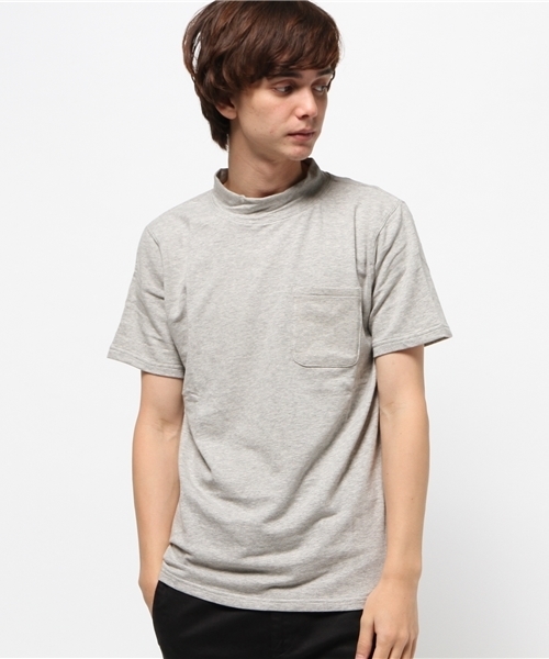 SEVENDAYS=SUNDAY（セブンデイズサンデイ）の「ストレッチ裏毛　ハイネック半袖プルオーバー（Tシャツ/カットソー・メンズ・カーキ/オフホワイト/杢グレー・SMALL/LARGE/MEDIUM）」の2枚目の写真