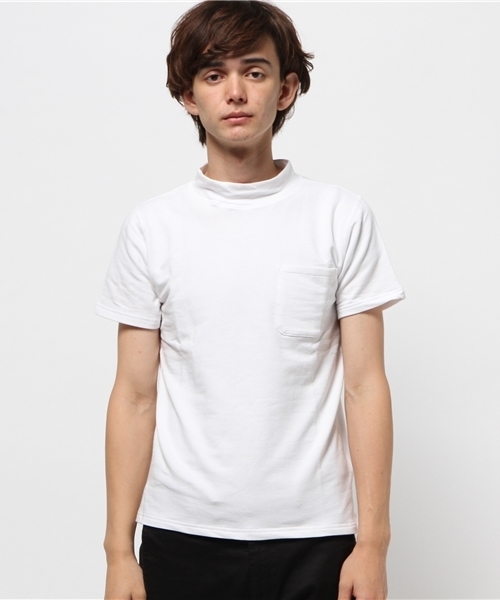 SEVENDAYS=SUNDAY（セブンデイズサンデイ）の「ストレッチ裏毛　ハイネック半袖プルオーバー（Tシャツ/カットソー・メンズ・カーキ/オフホワイト/杢グレー・SMALL/LARGE/MEDIUM）」の4枚目の写真