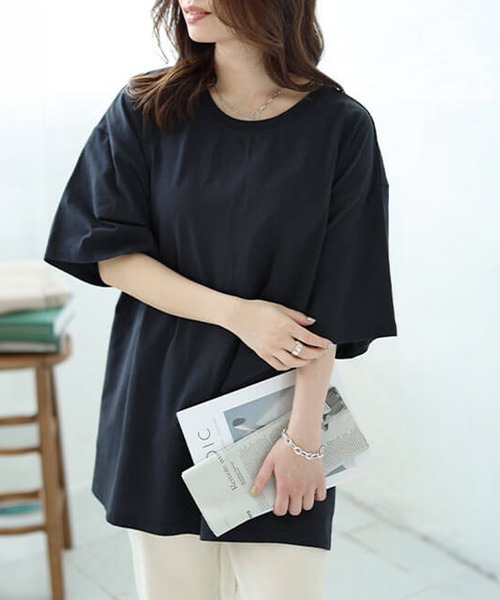 GOLDJAPAN(ゴールドジャパン)の「サイドスリットビッグTシャツ【大きいサイズ対応】(Tシャツ/カットソー・レディース・ブラック/ブルーグレー/チャコール/ホワイト・LL~3L/4L~5L)」の3枚目の写真