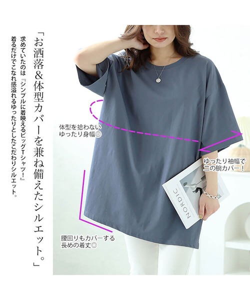 GOLDJAPAN(ゴールドジャパン)の「サイドスリットビッグTシャツ【大きいサイズ対応】(Tシャツ/カットソー・レディース・ブラック/ブルーグレー/チャコール/ホワイト・LL~3L/4L~5L)」の7枚目の写真