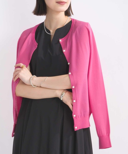 PICCIN（ピッチン）の「接触冷感パールボタンカーディガン（カーディガン/ボレロ・レディース・ブラック系その他/オフホワイト/ブラック/ホワイト系その他/ピンク/ライトグレー・M）」の6枚目の写真