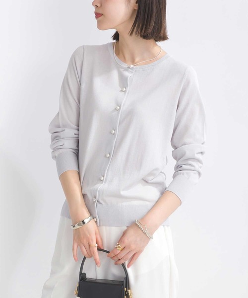 PICCIN（ピッチン）の「接触冷感パールボタンカーディガン（カーディガン/ボレロ・レディース・ブラック系その他/オフホワイト/ブラック/ホワイト系その他/ピンク/ライトグレー・M）」の5枚目の写真