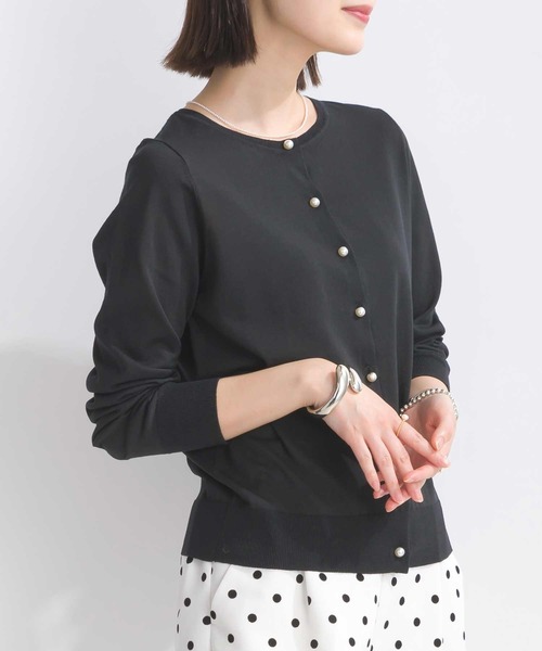 PICCIN（ピッチン）の「接触冷感パールボタンカーディガン（カーディガン/ボレロ・レディース・ブラック系その他/オフホワイト/ブラック/ホワイト系その他/ピンク/ライトグレー・M）」の3枚目の写真