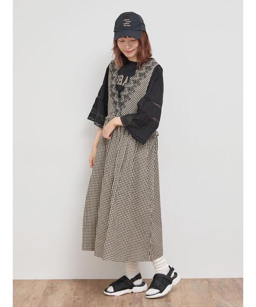 Samansa Mos2（サマンサ モスモス）の「袖レース切替プリントカットソー（Tシャツ/カットソー・レディース・ブラック/パープル/オフホワイト/カーキ・F）」の13枚目の写真