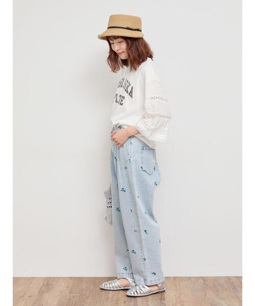 Samansa Mos2（サマンサ モスモス）の「袖レース切替プリントカットソー（Tシャツ/カットソー・レディース・ブラック/パープル/オフホワイト/カーキ・F）」の18枚目の写真