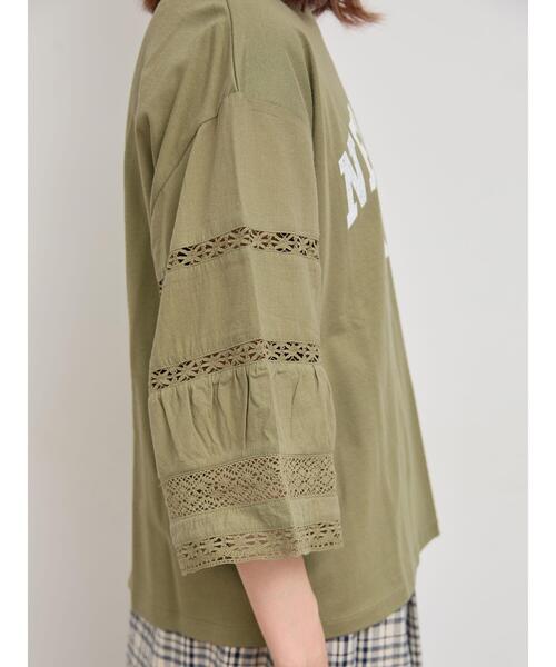 Samansa Mos2（サマンサ モスモス）の「袖レース切替プリントカットソー（Tシャツ/カットソー・レディース・ブラック/パープル/オフホワイト/カーキ・F）」の21枚目の写真