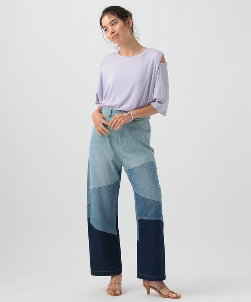 BAYFLOW（ベイフロー）の「カットアウト半袖Tシャツ（Tシャツ/カットソー・レディース・ブラック/ラベンダー/オフホワイト・FREE）」の8枚目の写真