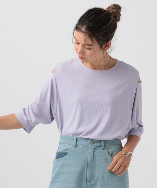 BAYFLOW（ベイフロー）の「カットアウト半袖Tシャツ（Tシャツ/カットソー・レディース・ブラック/ラベンダー/オフホワイト・FREE）」の19枚目の写真