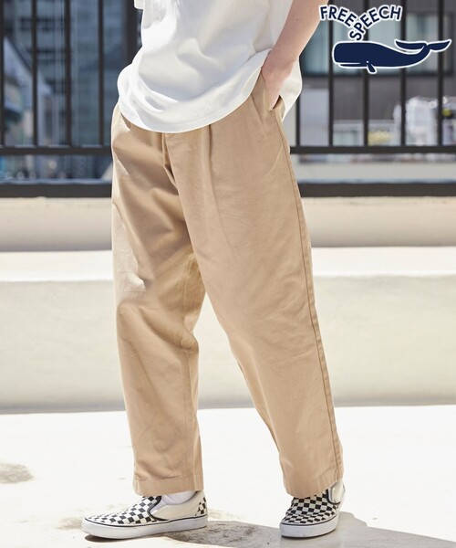 coen（コーエン）の「FreeSpeech（フリースピーチ）別注チノワイドパンツ（チノパンツ・メンズ・ベージュ/ネイビー・M/L）」の2枚目の写真