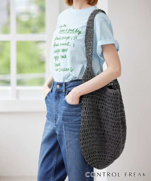 SLOBE IENA(スローブイエナ)の「CONTROL FREAK ホソペーパークロッシェショルダー 234-121507(かごバッグ・レディース・ホワイト/ブラック/アイボリー・FREE)」の7枚目の写真