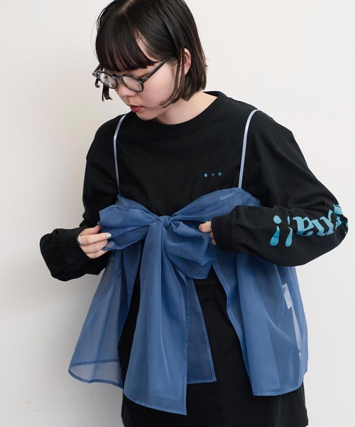 AMBIDEX IAMI オーガンジー リボン キャミブラウス I am I in fact(アイアムアイインファクト)の「○Organdy