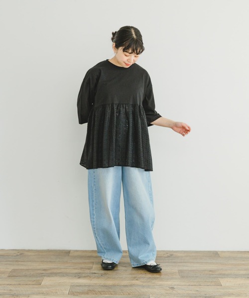 ITEMS URBANRESEARCH（アイテムズ アーバンリサーチ）の「レースキリカエTシャツ（Tシャツ/カットソー・レディース・グリーン系その他/ホワイト/ブラック・FREE）」の20枚目の写真