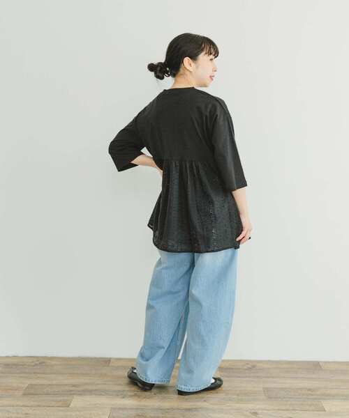 ITEMS URBANRESEARCH（アイテムズ アーバンリサーチ）の「レースキリカエTシャツ（Tシャツ/カットソー・レディース・グリーン系その他/ホワイト/ブラック・FREE）」の19枚目の写真