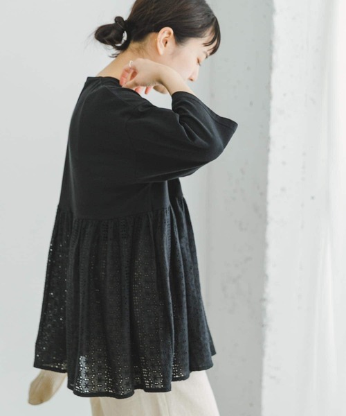 ITEMS URBANRESEARCH（アイテムズ アーバンリサーチ）の「レースキリカエTシャツ（Tシャツ/カットソー・レディース・グリーン系その他/ホワイト/ブラック・FREE）」の18枚目の写真