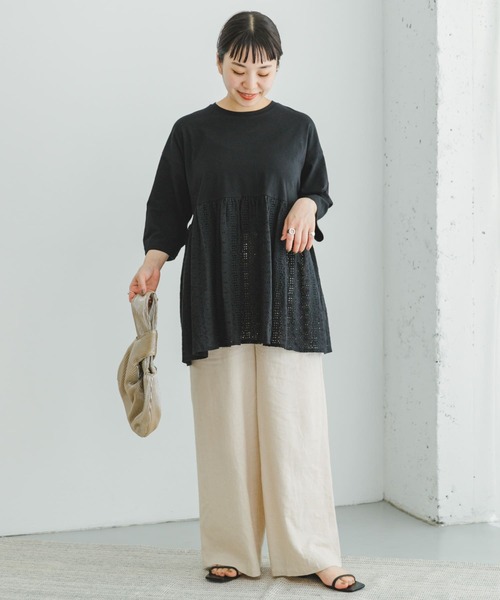 ITEMS URBANRESEARCH（アイテムズ アーバンリサーチ）の「レースキリカエTシャツ（Tシャツ/カットソー・レディース・グリーン系その他/ホワイト/ブラック・FREE）」の14枚目の写真