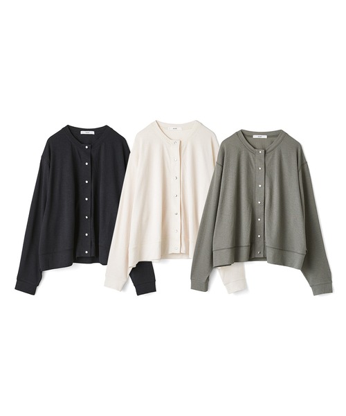 IEDIT(イディット)の「IEDIT ひんやりした接触冷感が気持ちいい ふくれジャカードカットソーのスナップボタンカーディガン(カーディガン/ボレロ・レディース・オフホワイト/グレー/ブラック・LARGE/MEDIUM/X-LARGE/SMALL)」の8枚目の写真