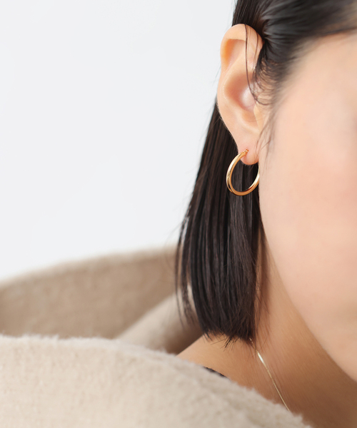 20mmフープパイプピアス K18（両耳）（ピアス（両耳用））｜Lilas（リラ）