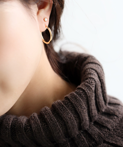 20mmフープパイプピアス K18（両耳）（ピアス（両耳用））｜Lilas（リラ）