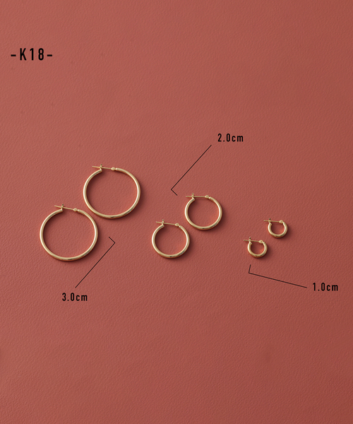 20mmフープパイプピアス K18（両耳）（ピアス（両耳用））｜Lilas（リラ）