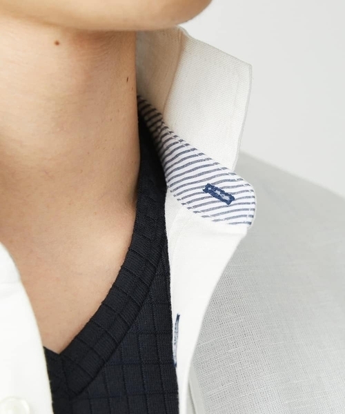 MK MICHEL KLEIN HOMME (エムケーミッシェルクランオム)の「【ラスト1/在庫限り】七分袖シャツ/リネンレーヨン(シャツ/ブラウス・メンズ・ホワイト/グレー・46/48/51)」の6枚目の写真