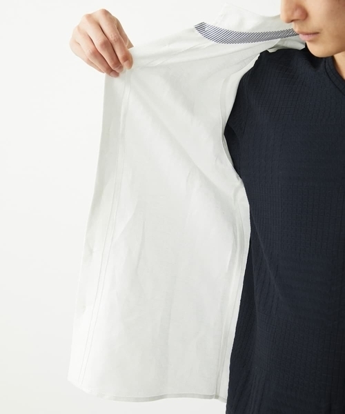 MK MICHEL KLEIN HOMME (エムケーミッシェルクランオム)の「【ラスト1/在庫限り】七分袖シャツ/リネンレーヨン(シャツ/ブラウス・メンズ・ホワイト/グレー・46/48/51)」の7枚目の写真