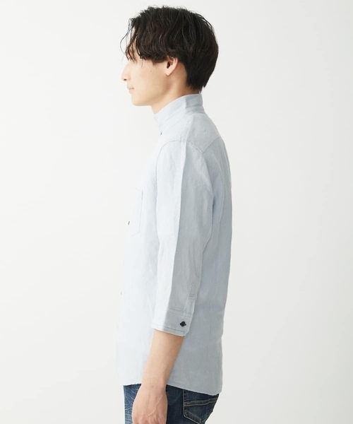 MK MICHEL KLEIN HOMME (エムケーミッシェルクランオム)の「【ラスト1/在庫限り】七分袖シャツ/リネンレーヨン(シャツ/ブラウス・メンズ・ホワイト/グレー・46/48/51)」の11枚目の写真
