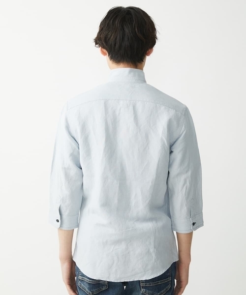 MK MICHEL KLEIN HOMME (エムケーミッシェルクランオム)の「【ラスト1/在庫限り】七分袖シャツ/リネンレーヨン(シャツ/ブラウス・メンズ・ホワイト/グレー・46/48/51)」の12枚目の写真