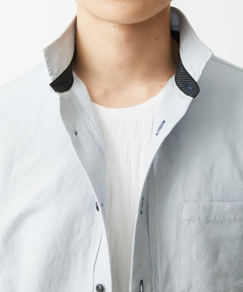 MK MICHEL KLEIN HOMME (エムケーミッシェルクランオム)の「【ラスト1/在庫限り】七分袖シャツ/リネンレーヨン(シャツ/ブラウス・メンズ・ホワイト/グレー・46/48/51)」の14枚目の写真