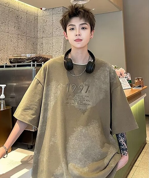 lilful(リルフル)の「オーバーサイズ 刺繍 Tシャツ(Tシャツ/カットソー・メンズ・ホワイト/ブラウン/グレー・M/L)」の9枚目の写真