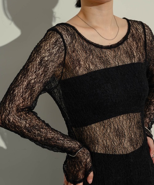 NEUNA（ヌナ）の「フラワーメッシュOP（ワンピース・レディース・ホワイト/ブラック・FREE）」の6枚目の写真