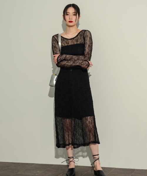 NEUNA（ヌナ）の「フラワーメッシュOP（ワンピース・レディース・ホワイト/ブラック・FREE）」の10枚目の写真