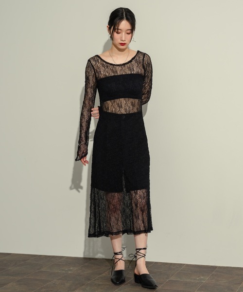 NEUNA（ヌナ）の「フラワーメッシュOP（ワンピース・レディース・ホワイト/ブラック・FREE）」の9枚目の写真