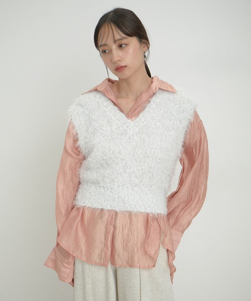 VIS（ビス）の「リボンヤーンニットベスト（ベスト・レディース・ホワイト/キナリ・FREE）」の21枚目の写真