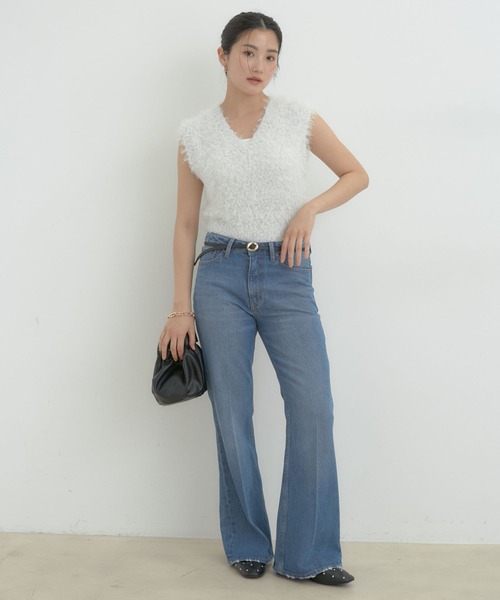 VIS（ビス）の「リボンヤーンニットベスト（ベスト・レディース・ホワイト/キナリ・FREE）」の18枚目の写真