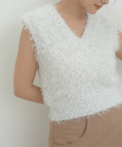 VIS（ビス）の「リボンヤーンニットベスト（ベスト・レディース・ホワイト/キナリ・FREE）」の16枚目の写真