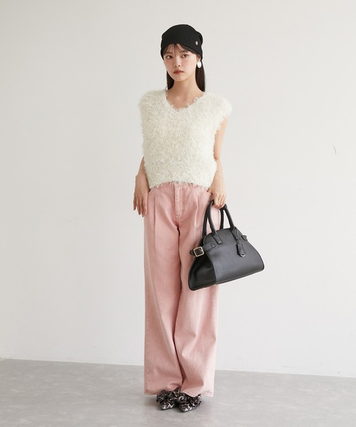 VIS（ビス）の「リボンヤーンニットベスト（ベスト・レディース・ホワイト/キナリ・FREE）」の8枚目の写真