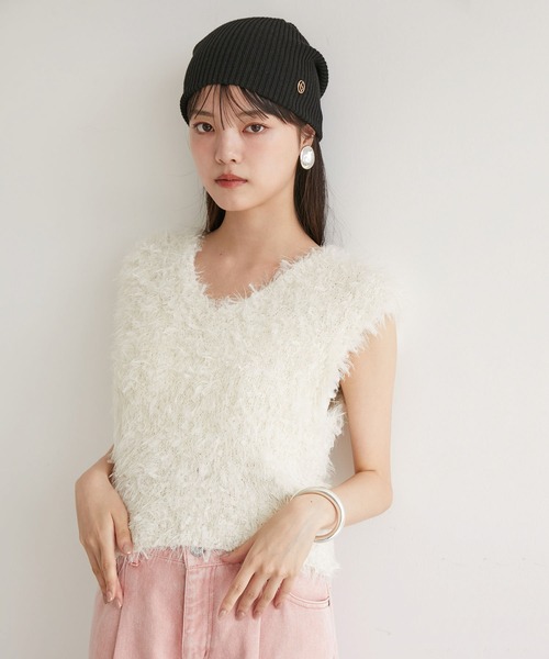 VIS（ビス）の「リボンヤーンニットベスト（ベスト・レディース・ホワイト/キナリ・FREE）」の11枚目の写真
