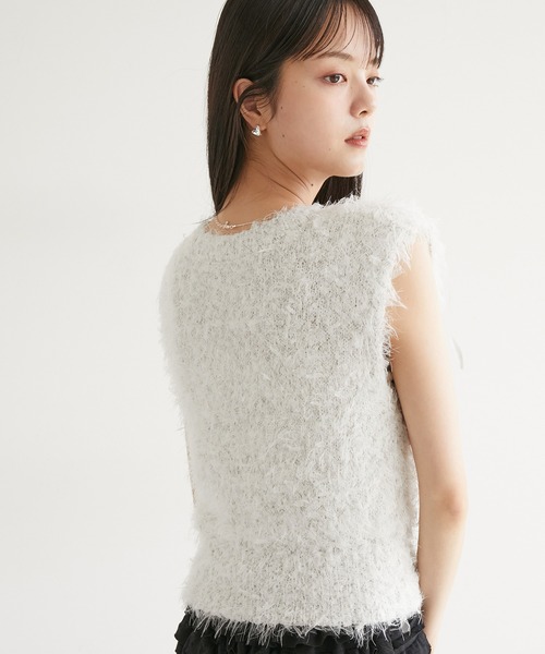 VIS（ビス）の「リボンヤーンニットベスト（ベスト・レディース・ホワイト/キナリ・FREE）」の14枚目の写真