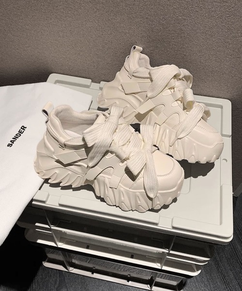 almo(アルモ)の「MIXリボン厚底スニーカー(se)(スニーカー・レディース・ホワイト/ブラック・23/23.5/24)」の6枚目の写真